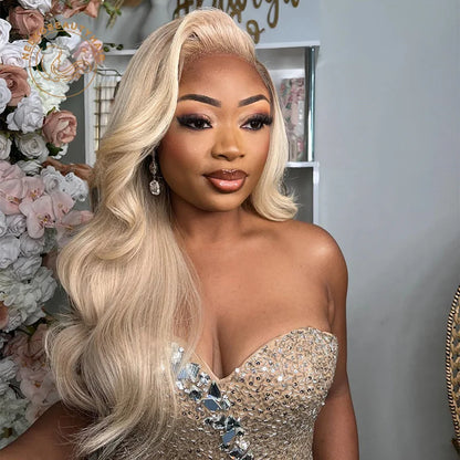 Platinum Ash Blonde Colored Lace Front Human Hair Wig Wavy Pre Plucked Ash Grey Hair Transparent Lace Frontal Wigs For Women