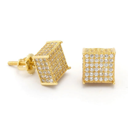 Luxury Men Stud Earrings Homme Hip Hop Rock Gold Color Bling Iced Out AAA+ Zircon Screw Ear Piercings Fashion Jewelry OHE153