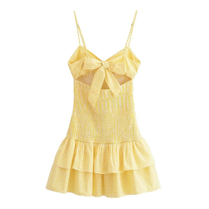 French gentle suspender dress female summer elastic waist backless fashion pure desire short suspender dress