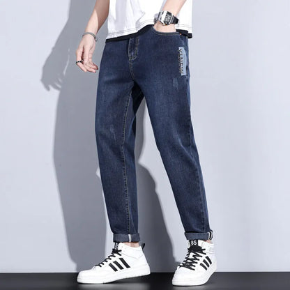 Slim Boys Blue Jeans, Black Men's Fashion Casual Trousers, Gray Denim Pants, Asian Size 28-38,  Men Jean