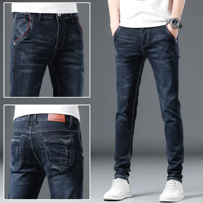 Slim Boys Blue Jeans, Black Men's Fashion Casual Trousers, Gray Denim Pants, Asian Size 28-38,  Men Jean