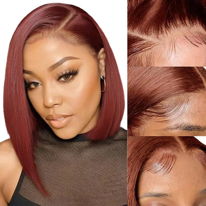 Dark Purple Bob Wig Human Hair 13x4 Hd Lace Front Wigs Human Hair 180% Density Glueless Wigs Short Cut Straight Bob Wigs