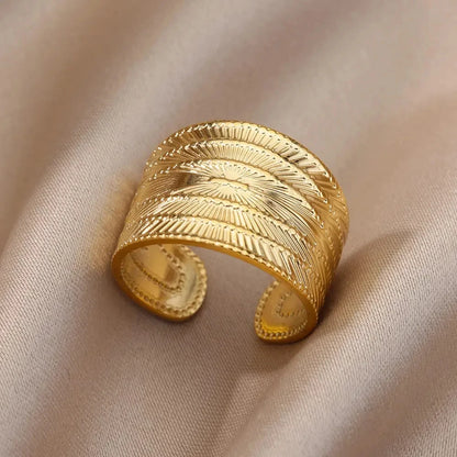 Stainless Steel Luxury Gold Color Rings for Women