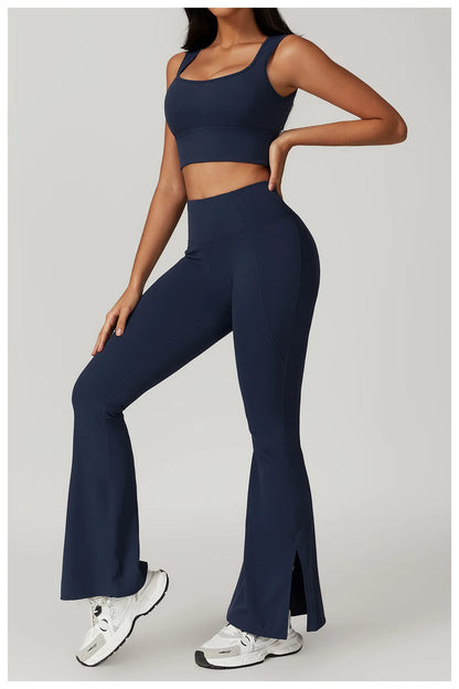 Women's Clothes 2pcs Gym Yoga Suit Sports Set Workout Tracksuit Breathable Sexy Bra Fitness Bell-bottoms Leggings Athletic Wear