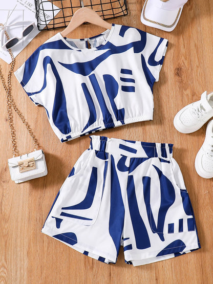 Spring and Summer Cute Girl 2-piece T-shirt set