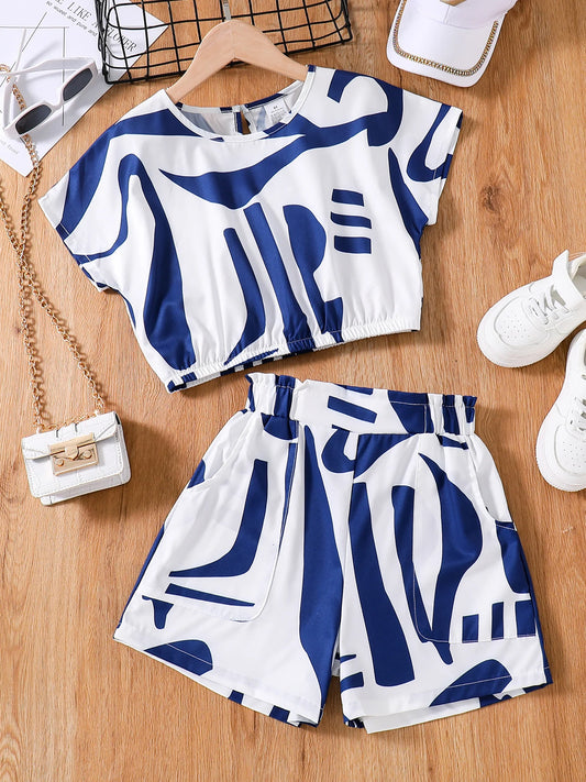 Spring and Summer Cute Girl 2-piece T-shirt set