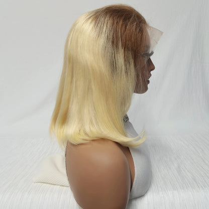 Mint Green Bob Wig Human Hair 200% Density 13x4 Transparent  Straight Lace Front Wigs Pre Plucked with Baby Hair for Black Women