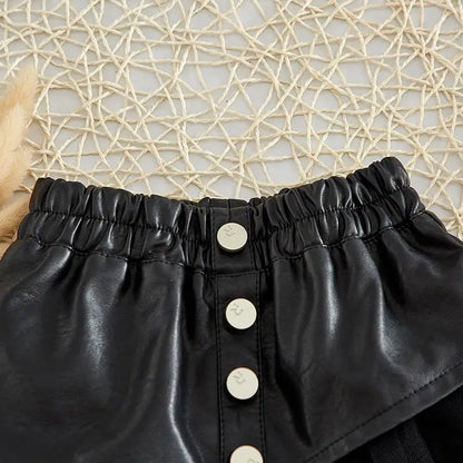 2025 new spring autumn Girls Kids leather PU zipper skirt comfortable cute baby Clothes Children Clothing