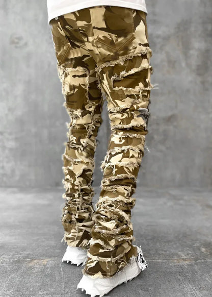 2024 Spring Summer New Men's Clothing Fashion Solid Color Elastic Patch Denim Straight-Leg Pants Jeans