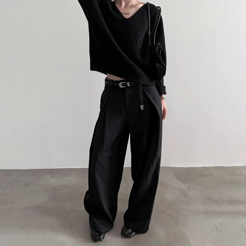 Mens Pants Three-Dimensional Pleated Casual Pants Streetwear Fashion Luxury Grunge Wide-Leg Pants Old Money Men'S Clothing 2025