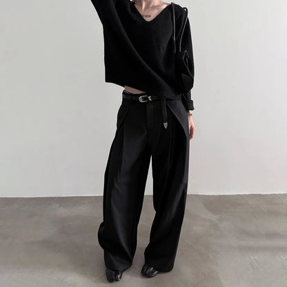 Mens Pants Three-Dimensional Pleated Casual Pants Streetwear Fashion Luxury Grunge Wide-Leg Pants Old Money Men'S Clothing 2025