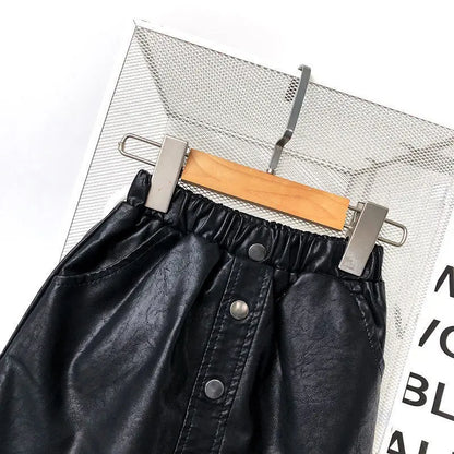 2025 new spring autumn Girls Kids leather PU zipper skirt comfortable cute baby Clothes Children Clothing
