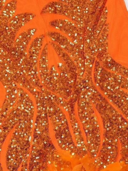 Beautiful Mesh Sequin Feather Glam Dress Luxury Woman Party Dress Glitter Sleeveless Night Out Dresses Birthday Outfits