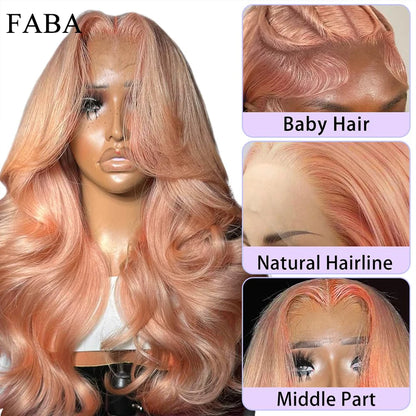 FABA Baby Pink Lace Front Human Hair Wig Body Wave Human Hair Wigs 13x4 Lace Frontal Wig Human Hair with Baby Hair For Women