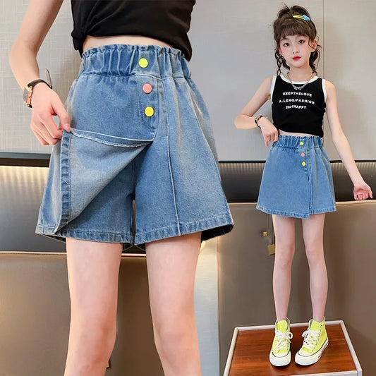 New Girls Shorts Summer Children's Denim Shorts For Kids Trousers Casual Beach Shorts Hot Pants For Teen Girl Clothes 10 12Years