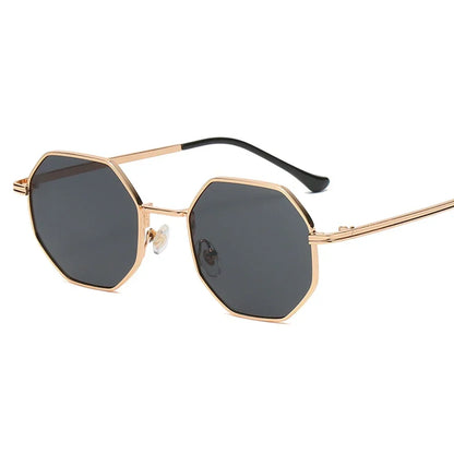 MUSELIFE Polygon Sunglasses Vintage Octagon Metal