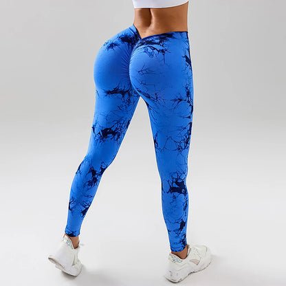 FITTOO V-Buttocks Leggings Women's Tie Dye Scrunch Butt Yoga Pants Fitness Athletic Sexy Gym Suit Female Clothing Sport Tights
