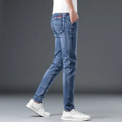 Slim Boys Blue Jeans, Black Men's Fashion Casual Trousers, Gray Denim Pants, Asian Size 28-38,  Men Jean