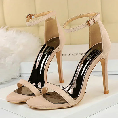 Women Sexy Club 10cm High Heels Stripper Gladiator Holiday Sandals Lady Daily Ankle Strappy Red Khaki Nightclub Dress Sandles