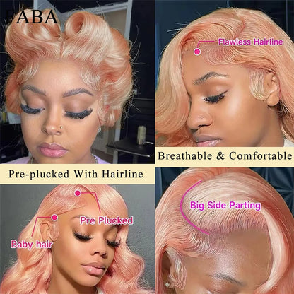 FABA Baby Pink Lace Front Human Hair Wig Body Wave Human Hair Wigs 13x4 Lace Frontal Wig Human Hair with Baby Hair For Women