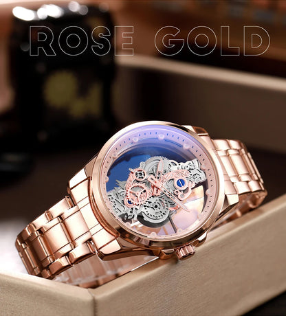 TPW Hot Trendy Fashion Wholesale Men Golden Skeleton Automatic Quartz Wrist Watches Luxury 2024