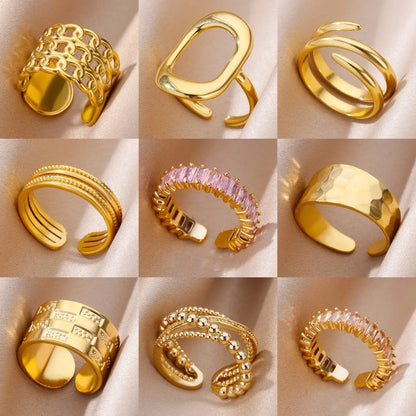 Stainless Steel Luxury Gold Color Rings for Women