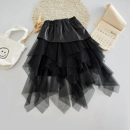 2025 new spring autumn Girls Kids leather PU zipper skirt comfortable cute baby Clothes Children Clothing