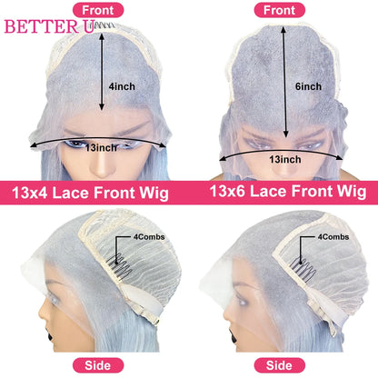 Green 13x4 HD Transparent Lace Front Wig Women's Lace Front Wig 13X6 Transparent Lace Front Human Hair Pre-Plucking Wig