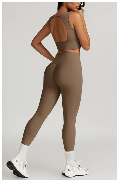 2 Pieces Yoga Suit Women Sexy Tight-Fitting Fitness Sports Set Gym Bra Elasticity High Waist Leggings Female Athletic Wear 8793