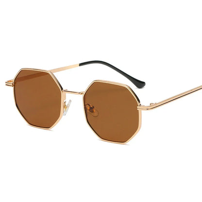 MUSELIFE Polygon Sunglasses Vintage Octagon Metal