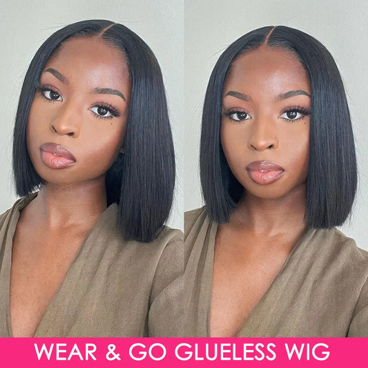 Wear & Go Bob Wig – Straight Glueless Human Hair