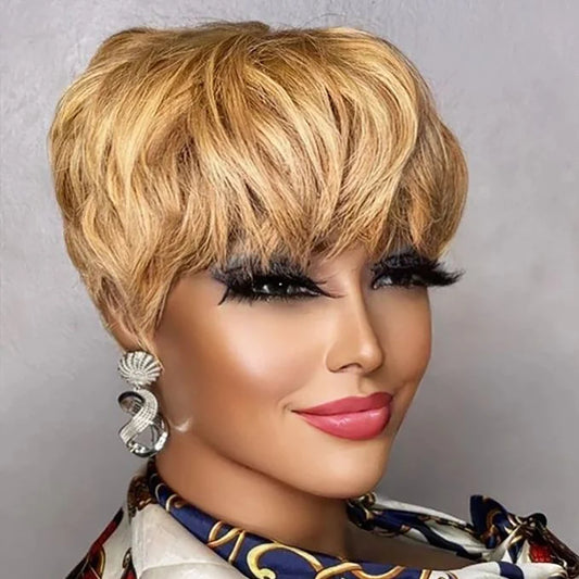 Brown Short Pixie Cut Wig – Brazilian Human Hair