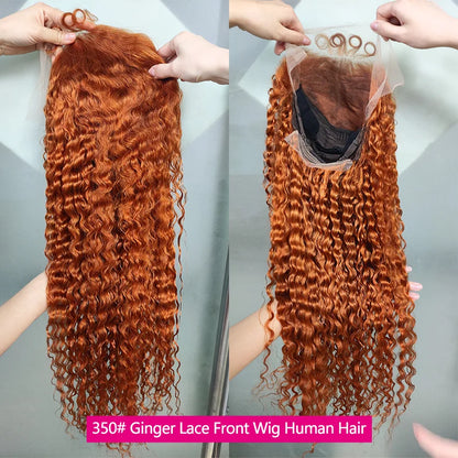 210 Density Burgundy 13x6 HD Lace Frontal Human Hair Wig 30Inch Water Wave Human Hair Wig 12A Ginger Lace Front Wig Human Hair