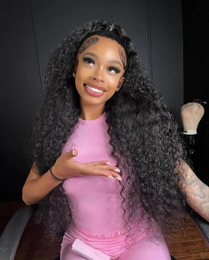 Curly 360 Lace Front Human Hair Wigs 250 Density Brazilian Deep Wave 40 Inch 13x6 HD Lace Frontal Wig 100% Human Hair Preplucked