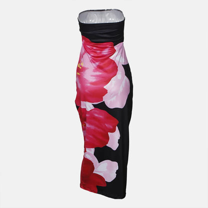 New Women's Dresses Summer Vintage Strap Casual Slim Elegant Evening Sleeveless Night Ruffles Sexy Maxi Long Dress Vestidos Sexy
