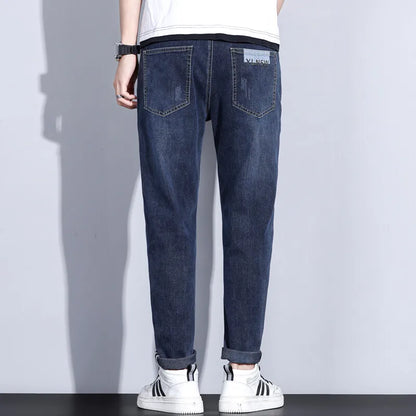 Slim Boys Blue Jeans, Black Men's Fashion Casual Trousers, Gray Denim Pants, Asian Size 28-38,  Men Jean