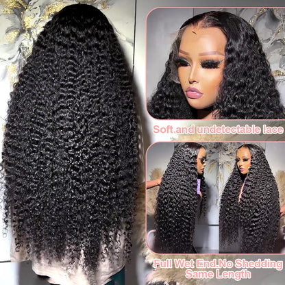 Curly 360 Lace Front Human Hair Wigs 250 Density Brazilian Deep Wave 40 Inch 13x6 HD Lace Frontal Wig 100% Human Hair Preplucked
