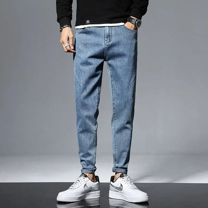 Slim Boys Blue Jeans, Black Men's Fashion Casual Trousers, Gray Denim Pants, Asian Size 28-38,  Men Jean