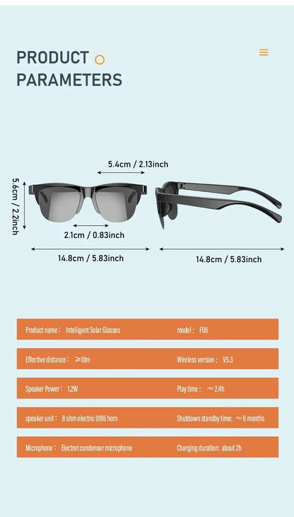 Smart Sunglasses Glasses Bluetooth Call Outdoor Sports Headphones HIFI Blue Light Waterproof Anti-UV For Men And Women