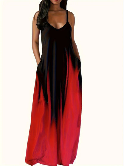 Plus size Summer cool style camisole long dress abstract fashion print temperament street dress