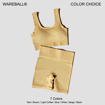 WAREBALL 2PCS Women Yoga Set Gym Set Sexy Bra Seamless Sports Shorts Workout Running Clothing Gym Wear Athletic Sport Suit