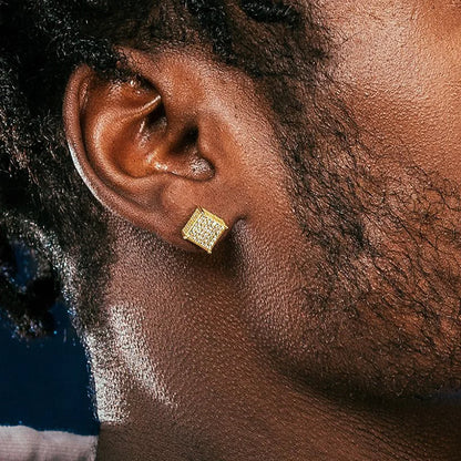 Luxury Men Stud Earrings Homme Hip Hop Rock Gold Color Bling Iced Out AAA+ Zircon Screw Ear Piercings Fashion Jewelry OHE153
