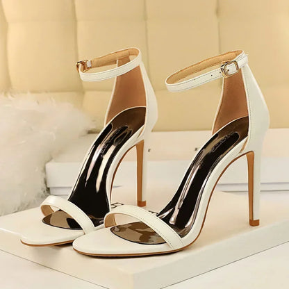 Women Sexy Club 10cm High Heels Stripper Gladiator Holiday Sandals Lady Daily Ankle Strappy Red Khaki Nightclub Dress Sandles