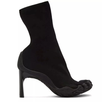 Five Finger Toe Fashion Novel Women Boots Black/pink/white High Heel Ankle Boots 2025 New Elastic Mesh Cloth Luxury Socks Boots
