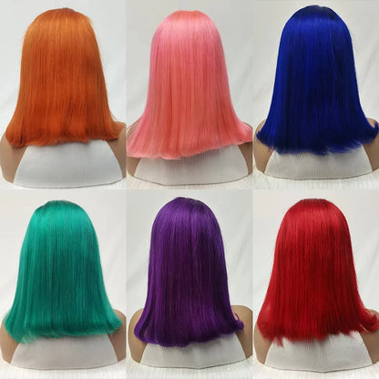 Mint Green Bob Wig Human Hair 200% Density 13x4 Transparent  Straight Lace Front Wigs Pre Plucked with Baby Hair for Black Women