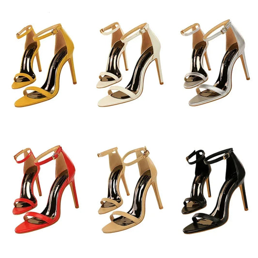 Women Sexy Club 10cm High Heels Stripper Gladiator Holiday Sandals Lady Daily Ankle Strappy Red Khaki Nightclub Dress Sandles