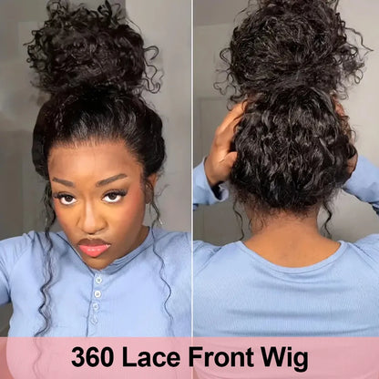 Curly 360 Lace Front Human Hair Wigs 250 Density Brazilian Deep Wave 40 Inch 13x6 HD Lace Frontal Wig 100% Human Hair Preplucked
