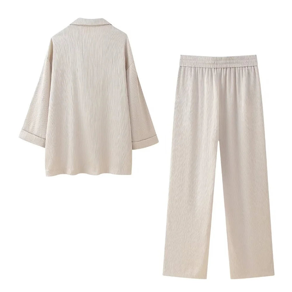 Women's Double Breasted Suit Jacket Pants Set