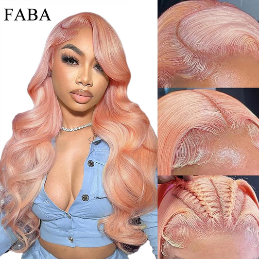 FABA Baby Pink Lace Front Human Hair Wig Body Wave Human Hair Wigs 13x4 Lace Frontal Wig Human Hair with Baby Hair For Women