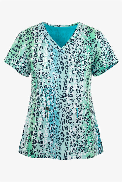 Pharmacist Dentist Veterinary Nurse Grooming Scrubs Leopard Printed Nurse Gowns Printed Medical Laboratory Medical Uniforms